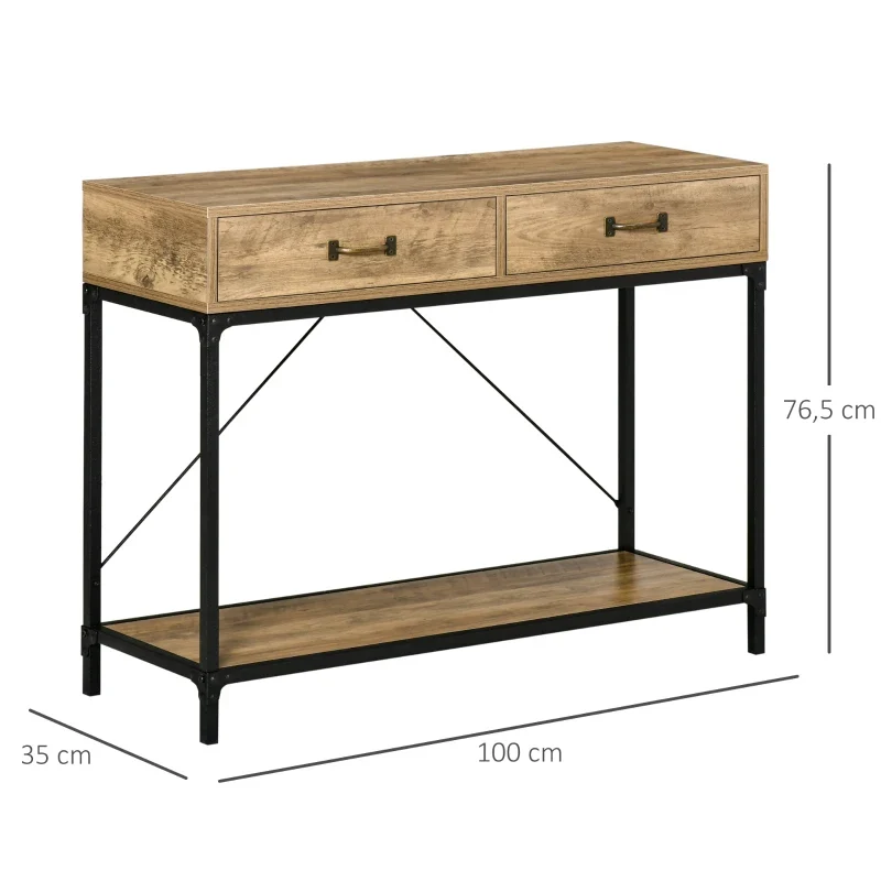 Nancy's Boivaes Sidetable - Consoletafel - Bijzettafel - Bruin / Zwart - Staal - ± 100 x 35 x 75 cm