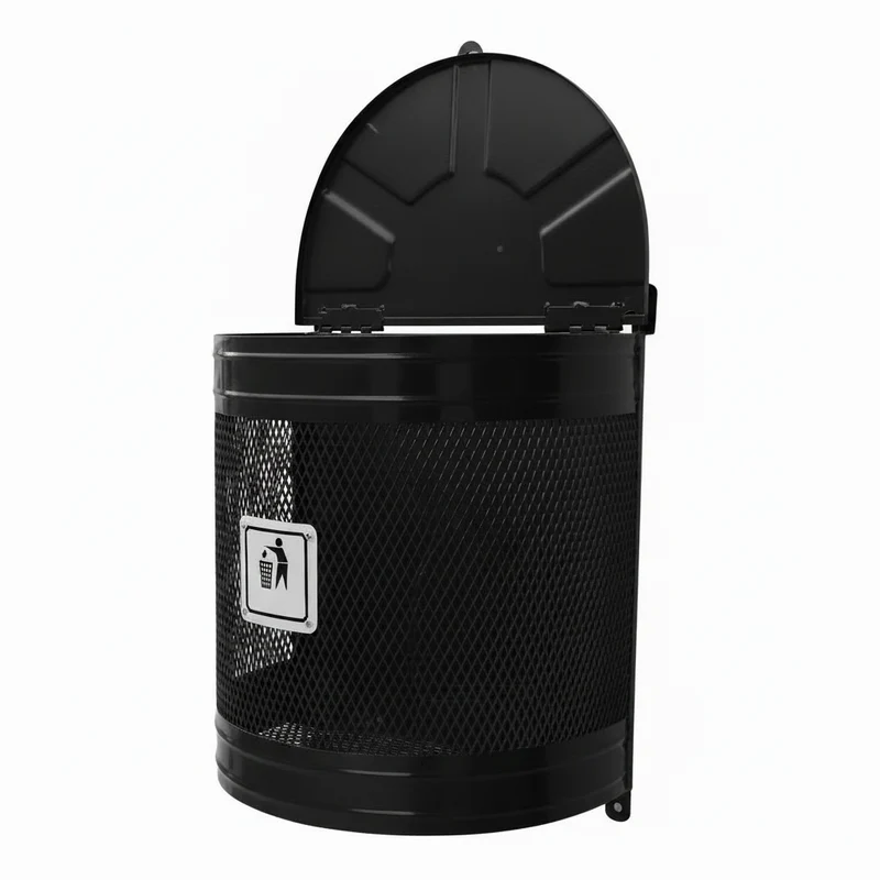 Poubelle murale avec couvercle 55 litres Noire -
