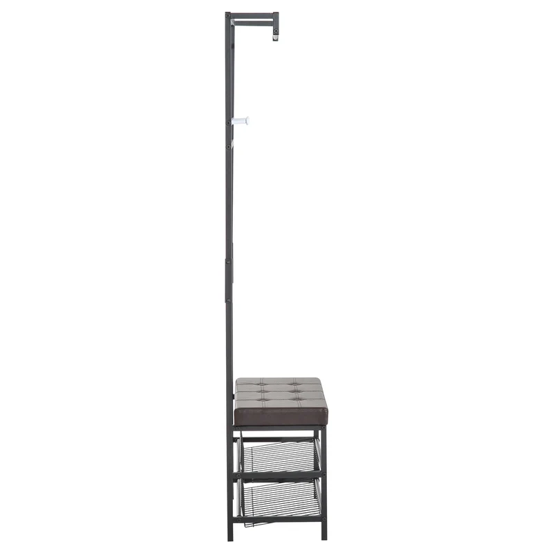 Nancy's Reedsport Garderoberek - Kapstok - Schoenenrek - Zwart - ± 70 x 35 x 180 cm