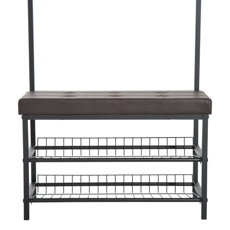 Nancy's Reedsport Garderoberek - Kapstok - Schoenenrek - Zwart - ± 70 x 35 x 180 cm