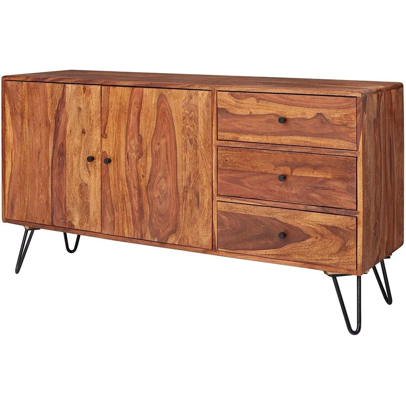 Nancy's Draya Dressoir - Opbergkast - Ladekast - Massief Sheeshamhout - 145 x 40 x 75 cm