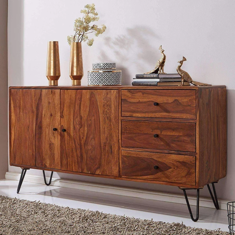 Nancy's Draya Dressoir - Opbergkast - Ladekast - Massief Sheeshamhout - 145 x 40 x 75 cm