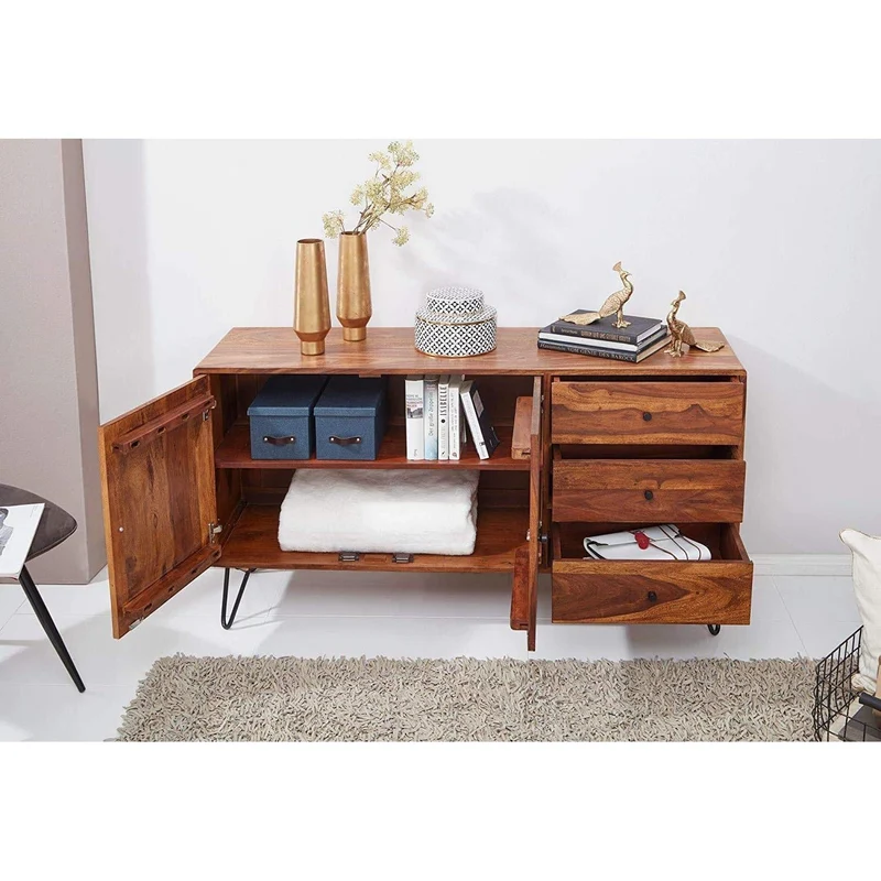 Nancy's Draya Dressoir - Opbergkast - Ladekast - Massief Sheeshamhout - 145 x 40 x 75 cm