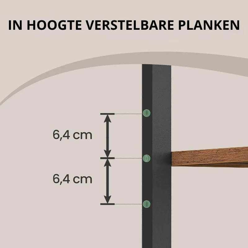 Nancy's Storo Krattenrek - Opbergkast - Stellingkast - Bruin / Zwart - Staal - ± 70 x 35 x 180 cm