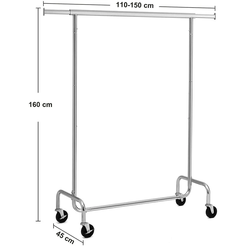 Nancy's Corticos Kledingrek - Stevig Garderoberek - Uitschuifbaar - Zilver- Draagvermogen tot 130 KG