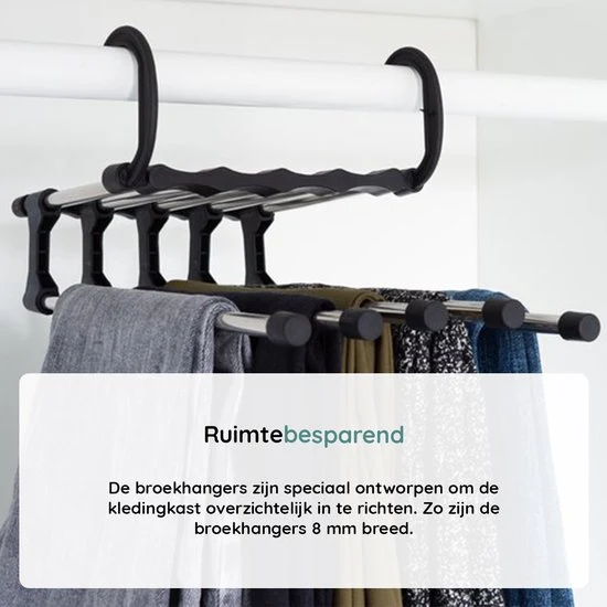 Nancy's Toscana Luxe broekhangers - 10 in 1 - Multifunctionele pantalonhanger - Zilver / Zwart
