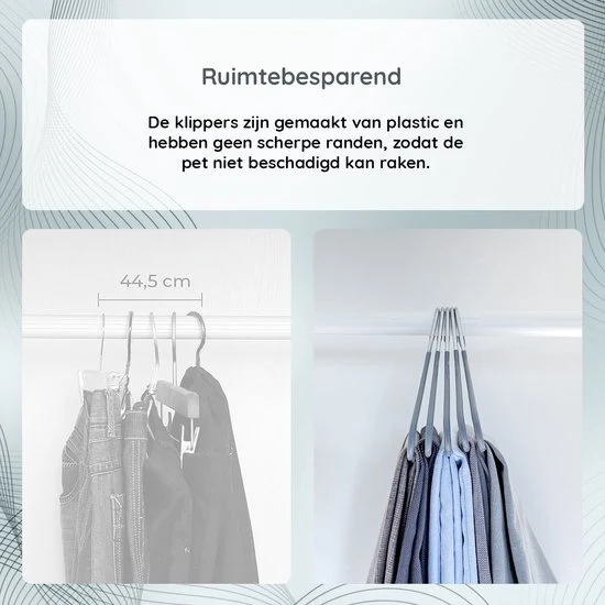 Nancy's Toscanella Luxe Broekhangers - Set van 15 - Kledinghangers - Anti-slip - Metaal - Grijs
