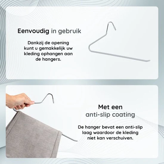 Nancy's Toscanella Luxe Broekhangers - Set van 15 - Kledinghangers - Anti-slip - Metaal - Grijs