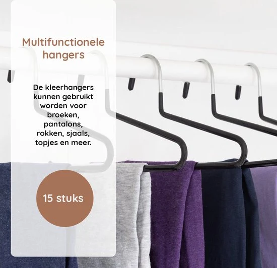 Nancy's Toscanella Luxe Broekhangers - Set van 15 - Kledinghangers - Anti-slip - Metaal - Zwart