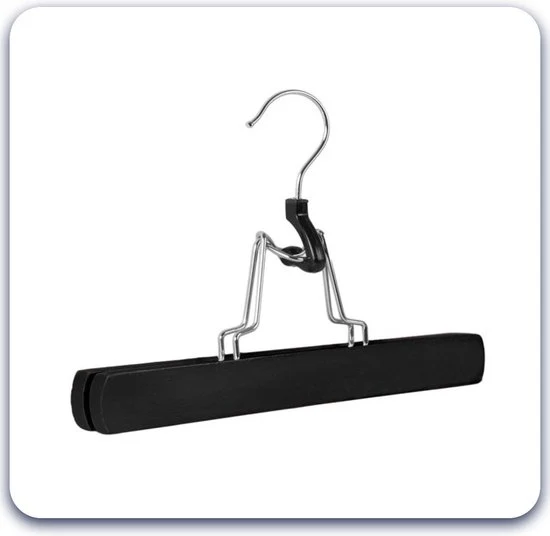 Nancy's Toscane Houten Rokhangers - Pantalonhanger - Kledinghanger - Hanger met klemsluiting - Set van 5 - Zwart - Hout