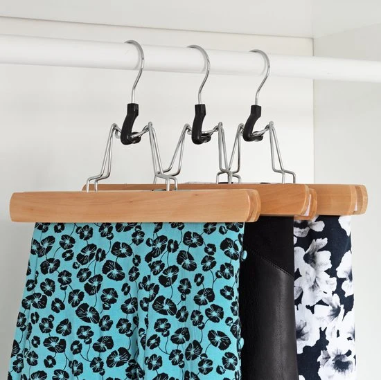 Nancy's Toscane Houten Rokhangers - Pantalonhanger - Kledinghanger - Hanger met klemsluiting - Set van 5 - Hout