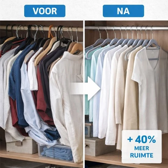Nancy's Eleganca Kledinghangers - Set van 50 - Kleerhangers - Met Broeklat - Ansi-slip - Grijs - Kunststof