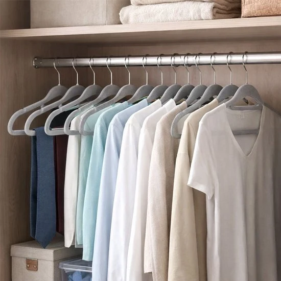 Nancy's Eleganca Kledinghangers - Set van 30 - Kleerhangers - Met Broeklat - Anti-Slip - Kunststof - Grijs