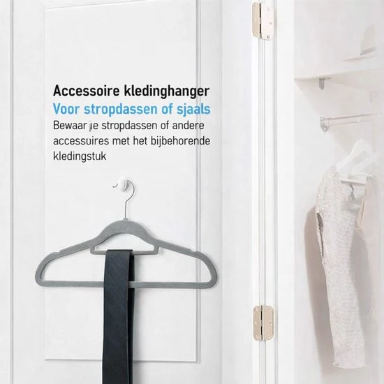 Nancy's Eleganca Kledinghangers - Set van 30 - Kleerhangers - Met Broeklat - Anti-Slip - Kunststof - Grijs