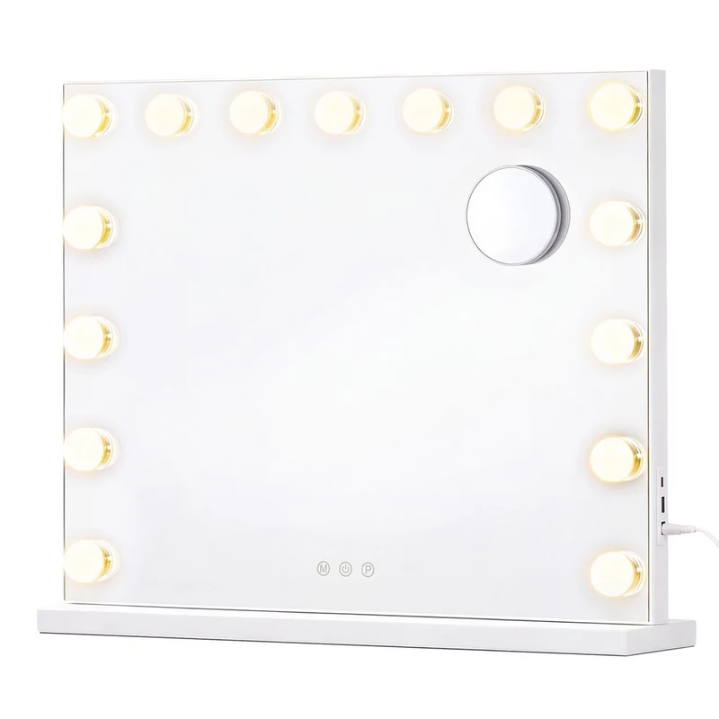 Nancy's Ternate Make-Up Spiegel - Hollywood Spiegel - Make Up Spiegel met Verlichting - Wit - 48 x 58 x 5,7 cm