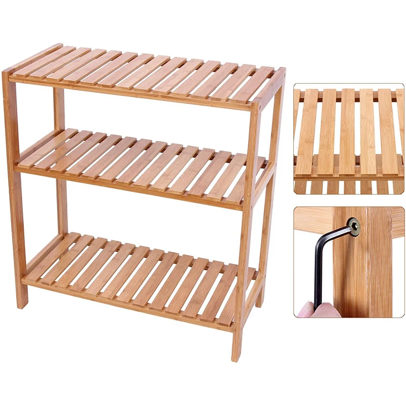 Nancy's Gueifaes Badkamerrek - Opbergrek - Badkamerkastje - Bamboe - ± 60 x 25 x 65 cm