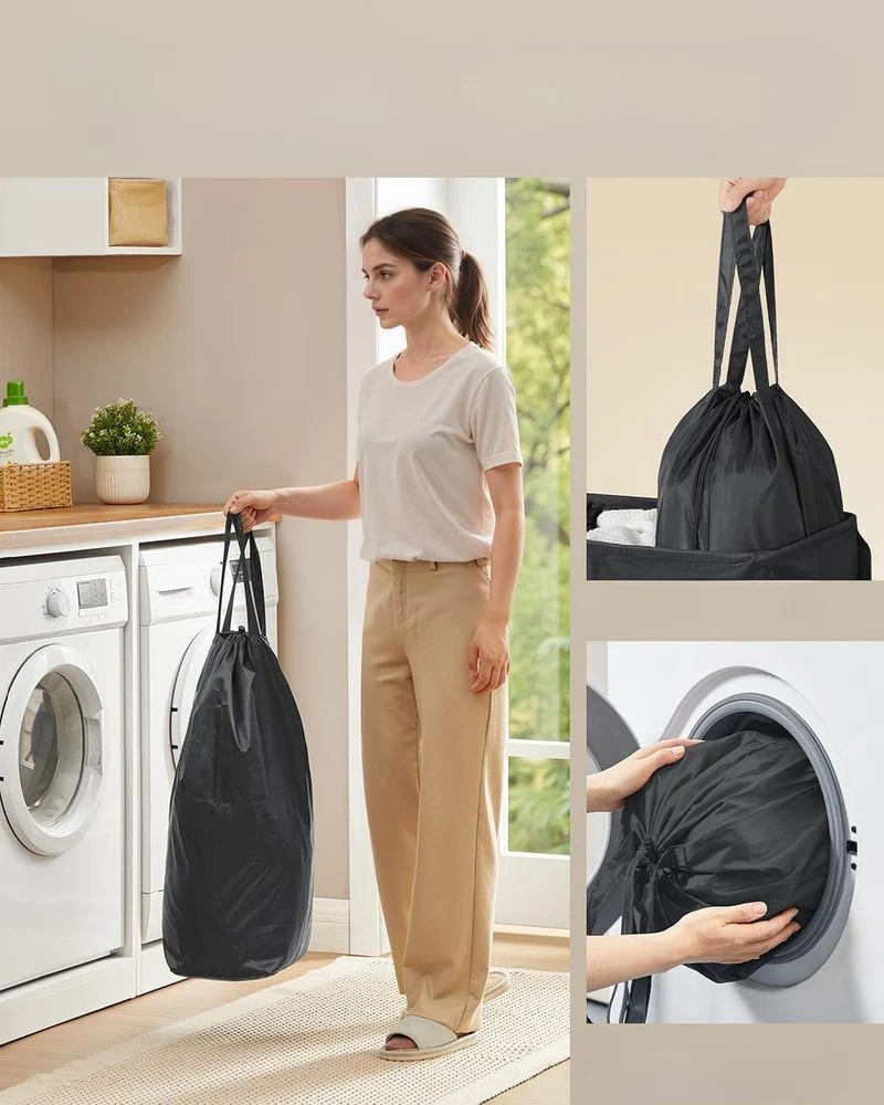 Nancy's Molinella Wasmand - Wasbox - Was sorteerder - 3 vakken - Zwart - 160 Liter