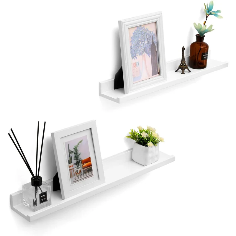 Nancy's Wamanda Wandplank - Zwevende planken - Set Van 2 - Wit - 60 x 10 x 5 cm