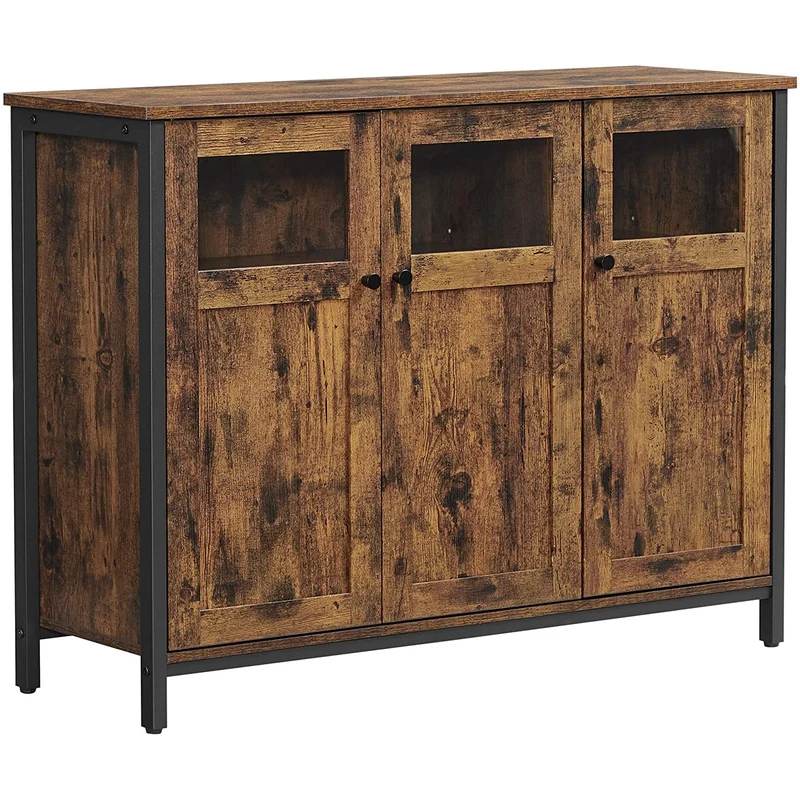 Nancy's Grant Dressoir - Opbergkast - Bruin / Zwart - Spaanplaat / Staal - 100 x 35 x 75 cm