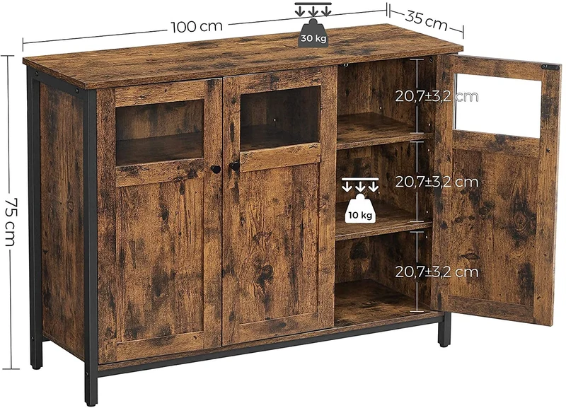 Nancy's Grant Dressoir - Opbergkast - Bruin / Zwart - Spaanplaat / Staal - 100 x 35 x 75 cm