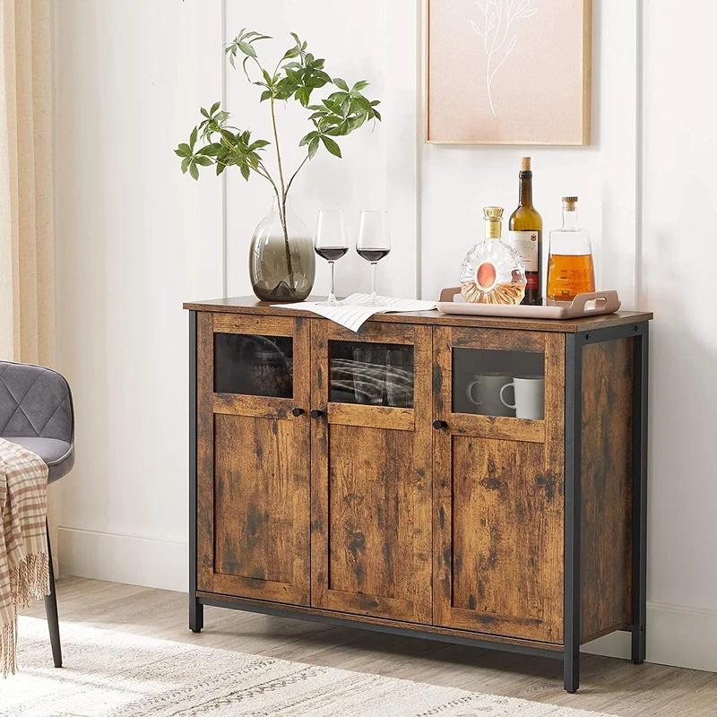 Nancy's Grant Dressoir - Opbergkast - Bruin / Zwart - Spaanplaat / Staal - 100 x 35 x 75 cm