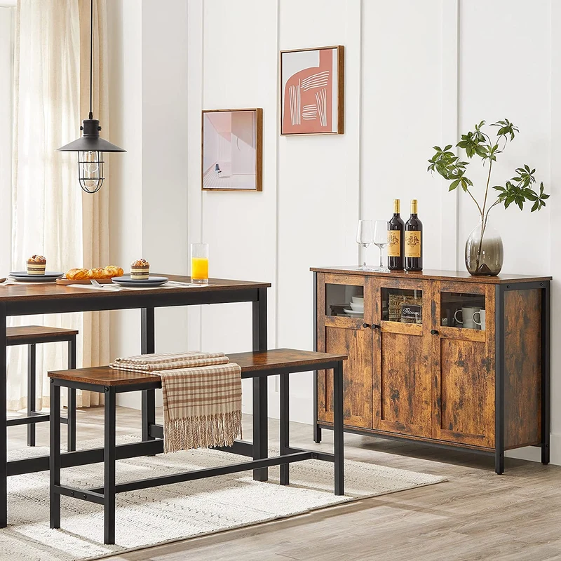 Nancy's Grant Dressoir - Opbergkast - Bruin / Zwart - Spaanplaat / Staal - 100 x 35 x 75 cm
