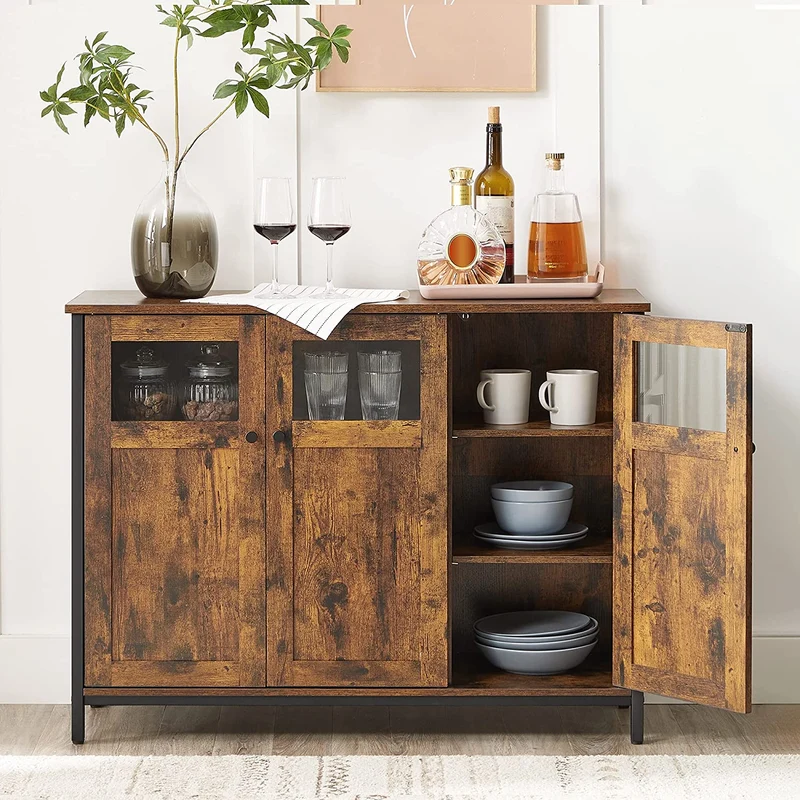 Nancy's Grant Dressoir - Opbergkast - Bruin / Zwart - Spaanplaat / Staal - 100 x 35 x 75 cm