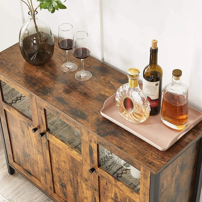 Nancy's Grant Dressoir - Opbergkast - Bruin / Zwart - Spaanplaat / Staal - 100 x 35 x 75 cm