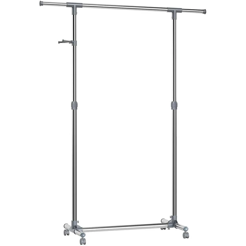 Nancy's Verstelbare Kledingrek - Verrijdbaar - Kledingrek Op Wielen - Verstelbaar in Hoogte en Lengte - Mobiel Kledingstandaard - Garderoberek Staand - 150 x 44 x 165