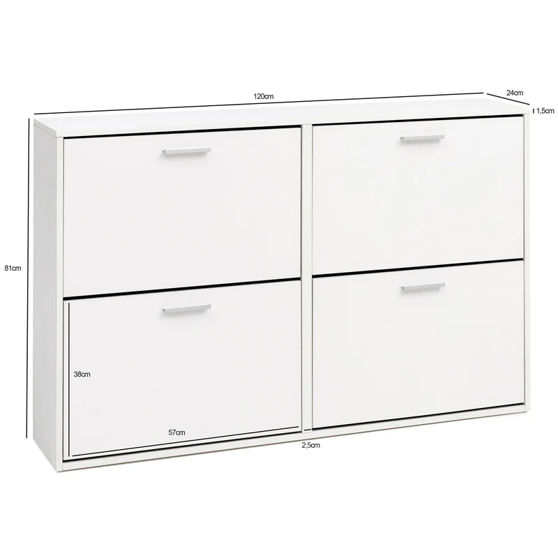 Nancy's Breguzzo Schoenenkast - Schoenenrek - Wit - ± 120 x 25 x 80 cm