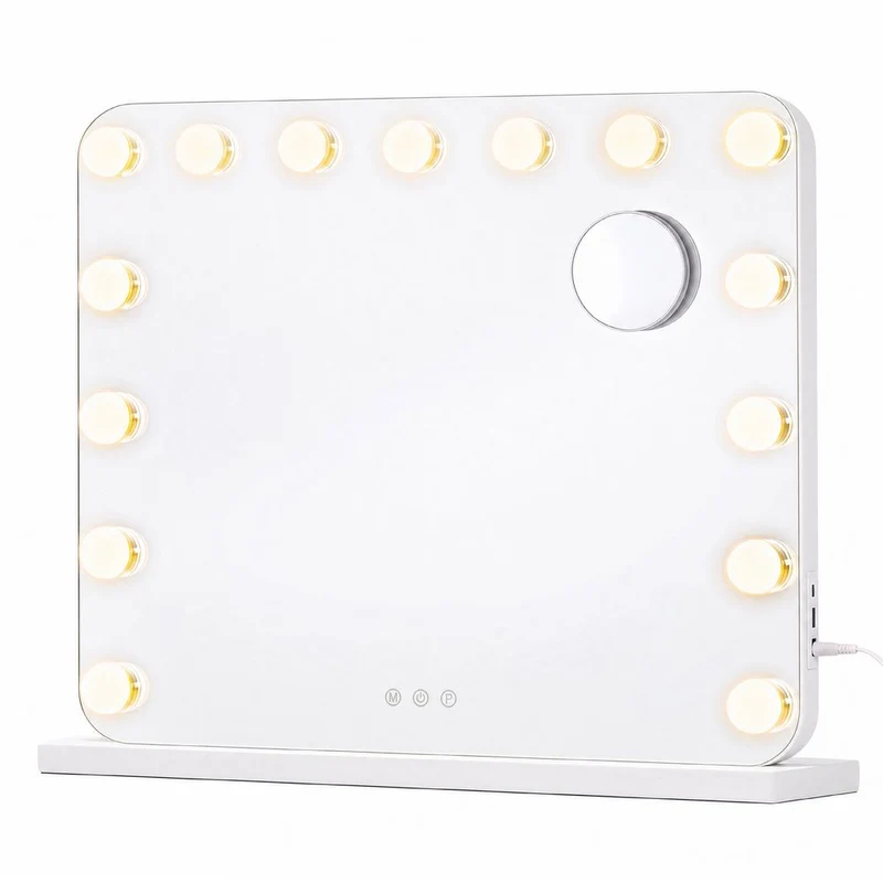 Nancy's Terrasini Make-Up Spiegel - Hollywood Spiegel - Make Up Spiegel met Verlichting - Wit - 48 x 58 x 5,7 cm