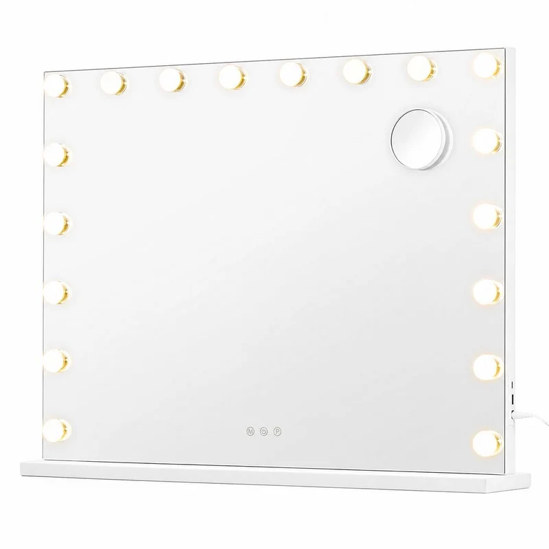 Nancy's Terracina Make-Up Spiegel - Hollywood Spiegel - Make Up Spiegel met Verlichting - Wit - 62 x 80 x 5,7 cm