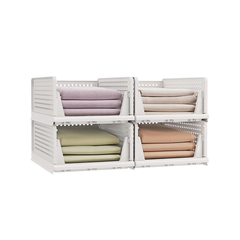 Nancy's Piatto Organizers - Opbergmanden - Stapelbaar - Set van 4 - Wit - ± 45 x 35 x 20 cm