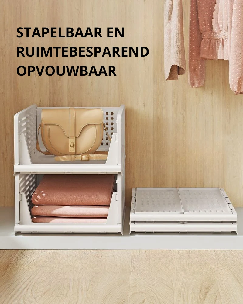 Nancy's Piatto Organizers - Opbergmanden - Stapelbaar - Set van 4 - Wit - ± 45 x 35 x 20 cm