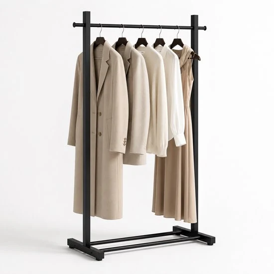 Eleganca Eleganca Professioneel Stevig Kledingrek - Garderoberek Geschikt voor Kledingwinkels & Boetieks - Draagvermogen 100kg - Metaal - Zwart - 120 x 40 x 160 cm