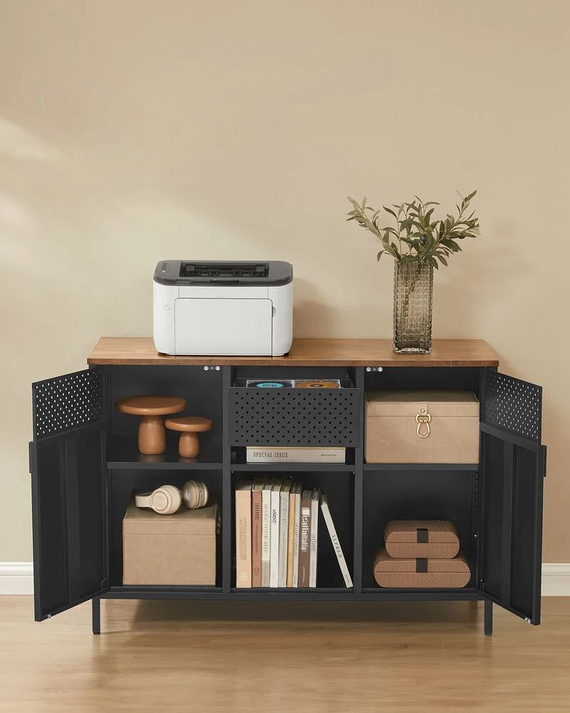 Nancy's Agilde Dressoir - Opbergkast - Sideboard - Bruin / Zwart - ± 40 x 110 x 75 cm