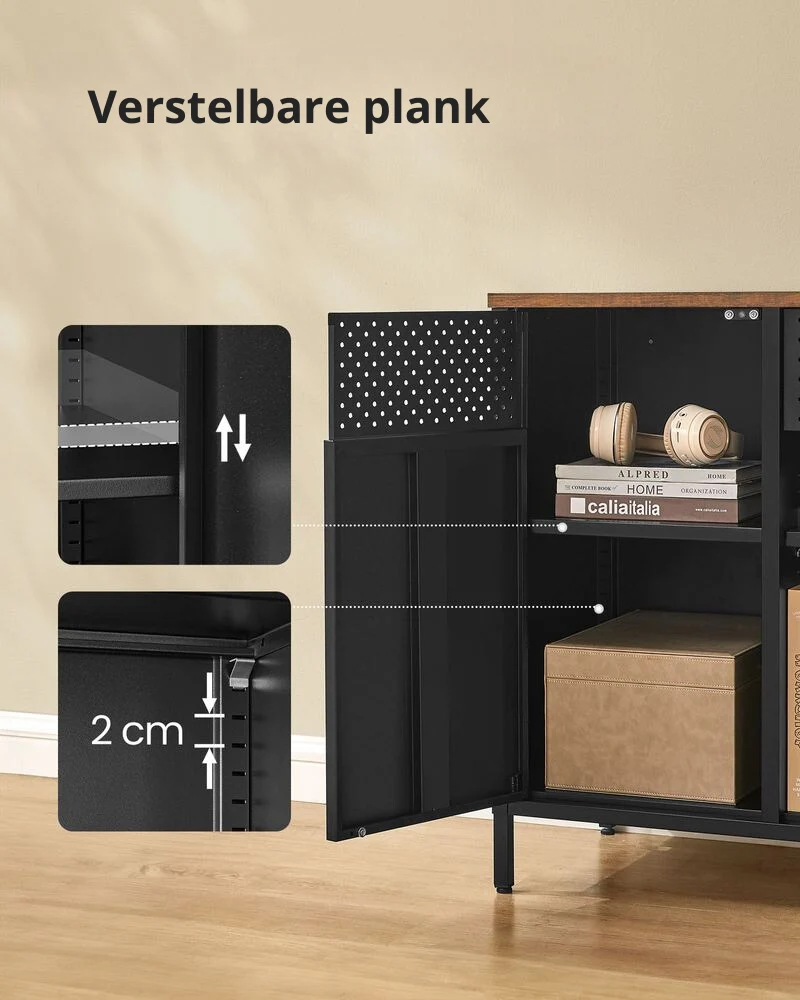 Nancy's Agilde Dressoir - Opbergkast - Sideboard - Bruin / Zwart - ± 40 x 110 x 75 cm