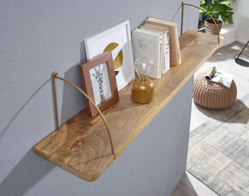 Nancy's Freixedas Wandplank - Wandrek - Massief Mangohout - ± 100 x 20 x 25 cm