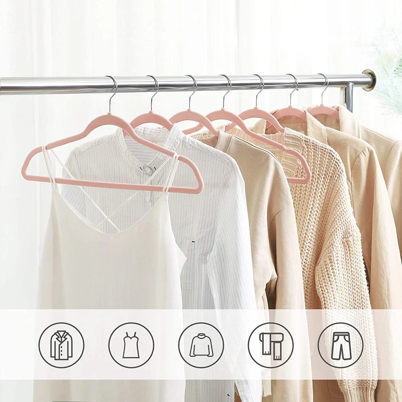 Nancy's Fluwelen Kledinghangers - Set Van 30 - Kleerhangers - Pakken - Hemden - Jassen - 360 Draaibaar - Roze