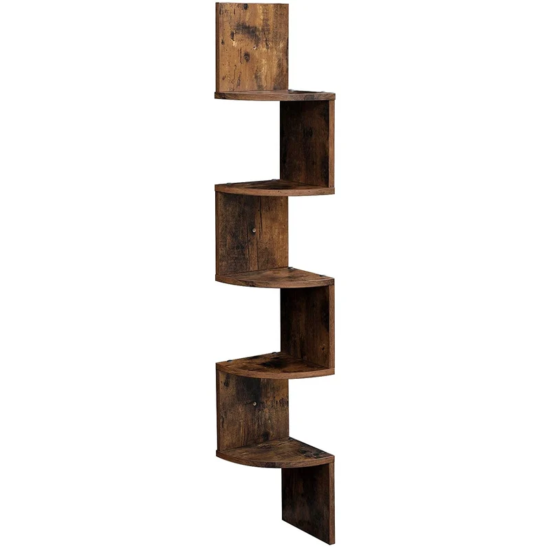 Nancy's Yunaon Boekenregaal - Wandrek - Wandregaal - Boekenplank - Vintage Bruin - ± 20 x 20 x 130 cm