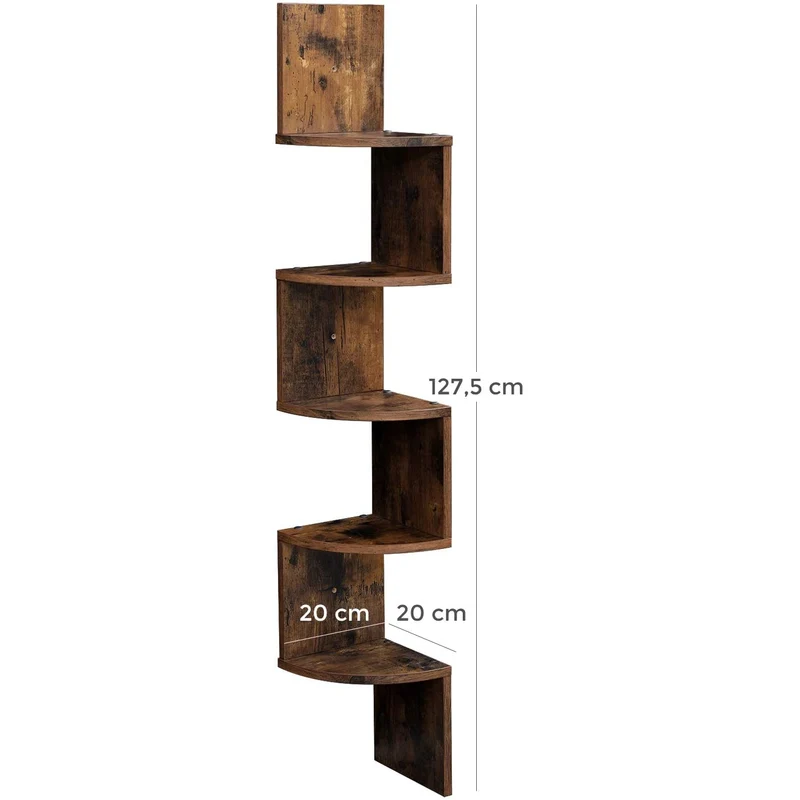 Nancy's Yunaon Boekenregaal - Wandrek - Wandregaal - Boekenplank - Vintage Bruin - ± 20 x 20 x 130 cm