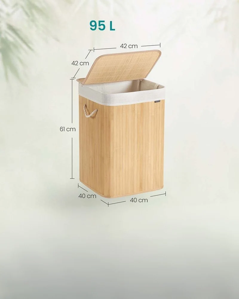 Nancy's Micigliano Wasmand - Wasbox - Uitneembare Waszak - Bamboe - 95 Liter