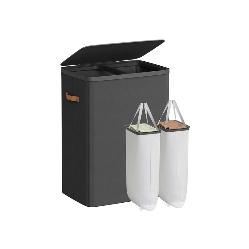 Nancy's Griante Wasmand - Wasbox - Wassorteerder - 2 Vakken - Zwart - 170 Liter