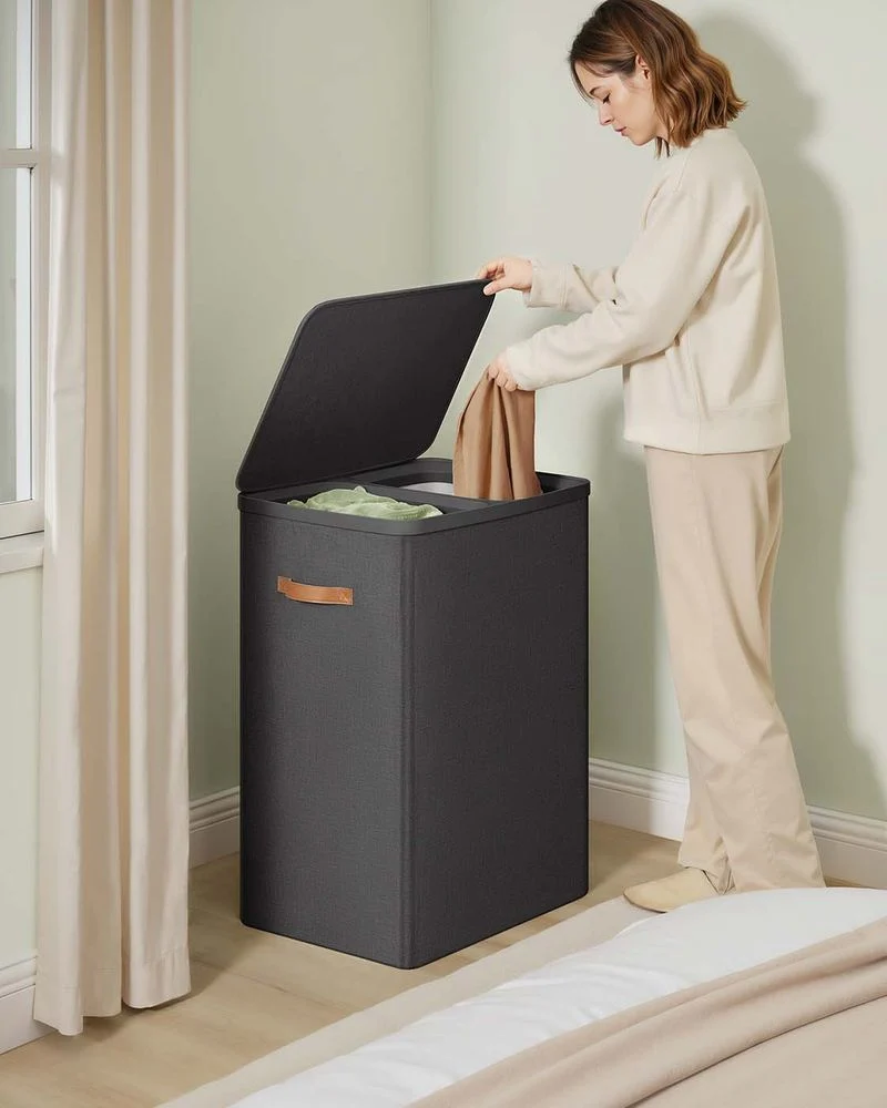Nancy's Griante Wasmand - Wasbox - Wassorteerder - 2 Vakken - Zwart - 170 Liter
