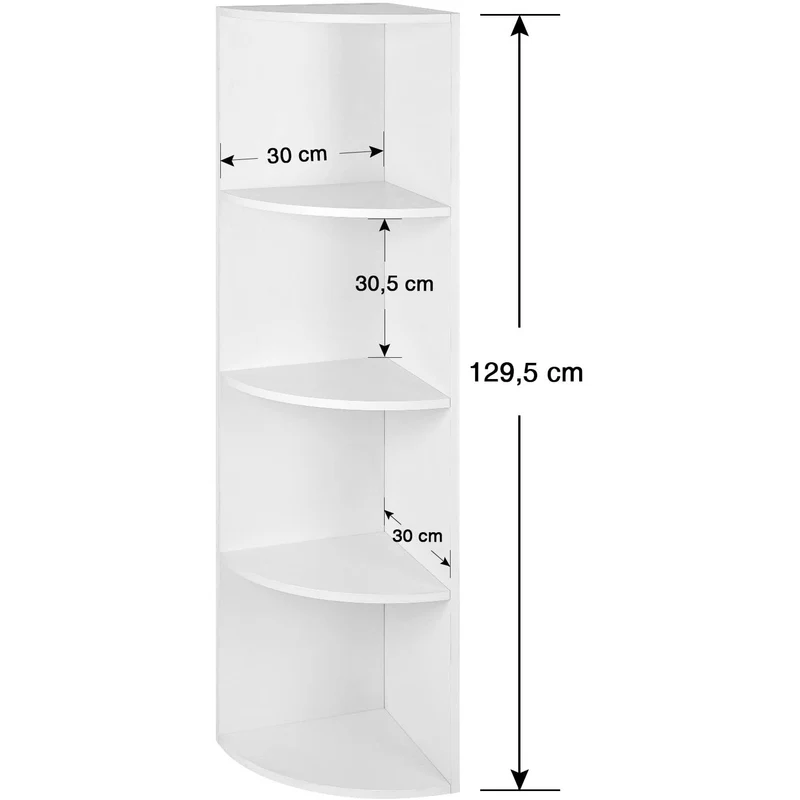Nancy's Wuran Wandkast - Hoekkast - Opbergkast - Boekenkast - Wit - ± 30 x 30 x 130 cm