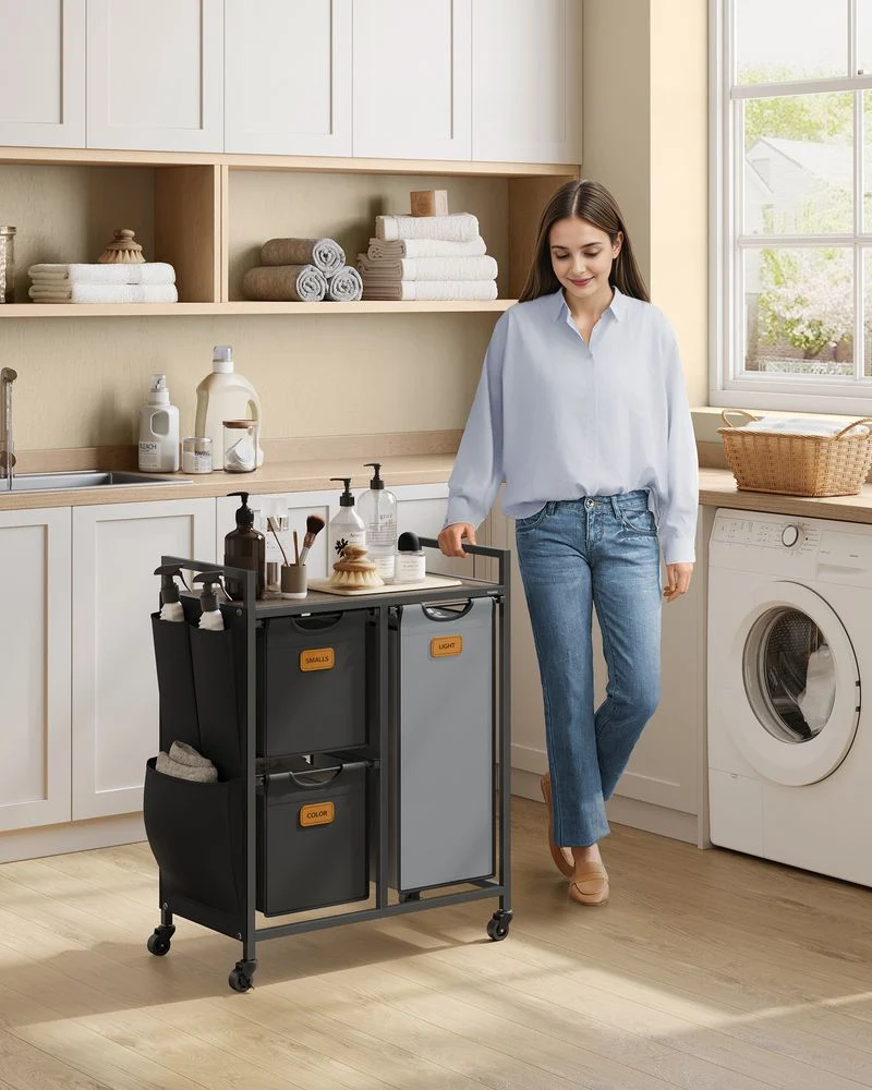 Nancy's Sabugal Wasmand - Wassorteerder - Wasbox - Zwart / Grijs / Bruin - 100 Liter