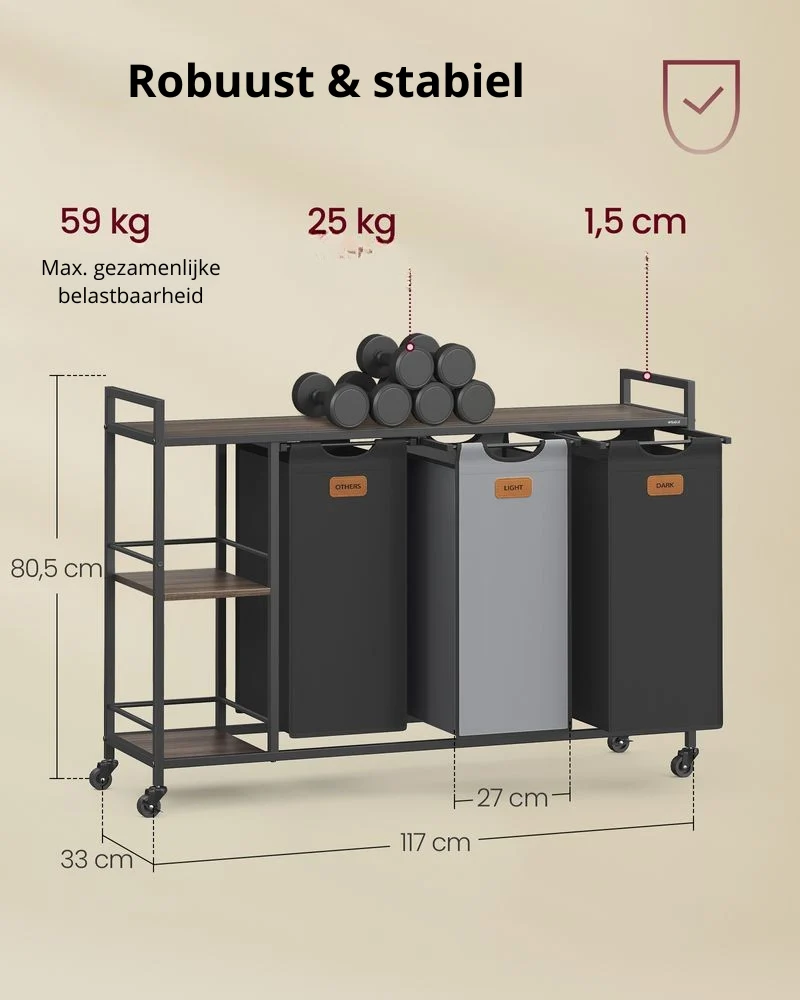 Nancy's Quadrazais Wasmand - Wassorteerder - Wasbox - Meerkleurig - 150 Liter