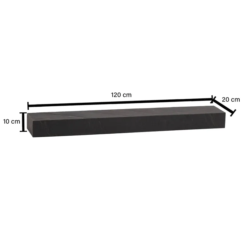 Nancy's Cidadelhe Wandplank - Wandrek - Zwevende Plank - Antraciet - Mangohout - 120 x 20 x 10 cm