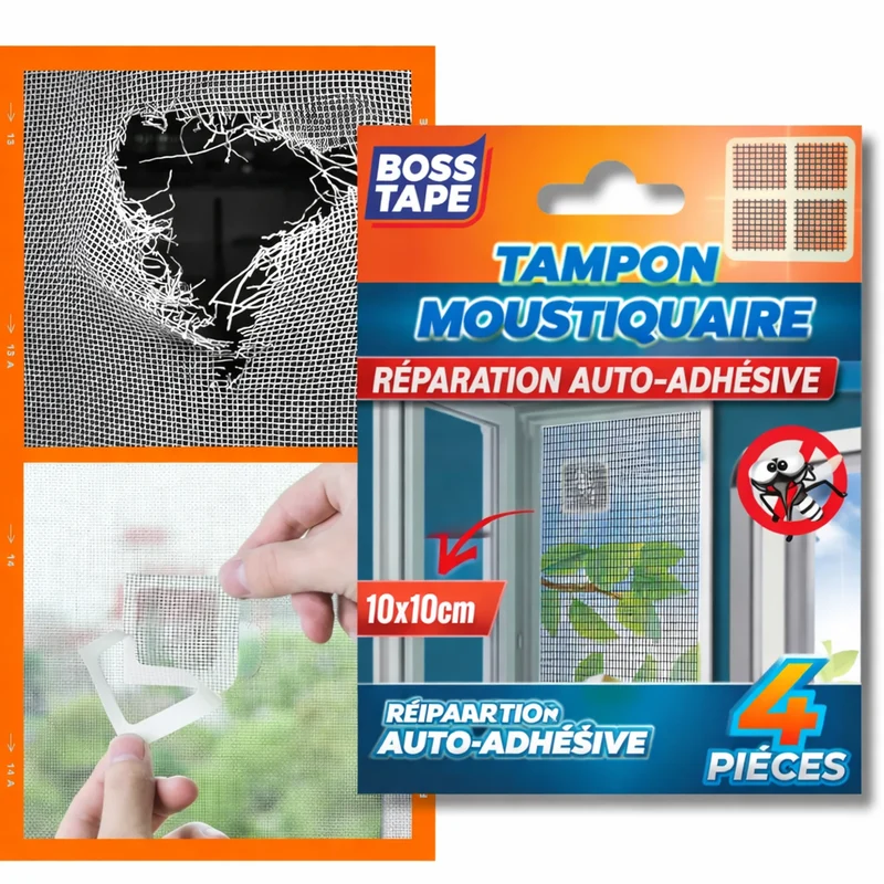 Pack Anti-Moustiques BOSS TAPE 4 en 1 – Moustiquaire, Diffuseur & Piège