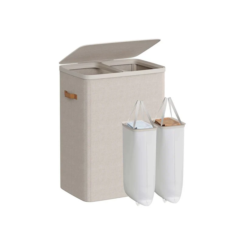 Nancy's Grigno Wasmand - Wasbox - Wassorteerder - 2 Vakken - Beige - 170 Liter